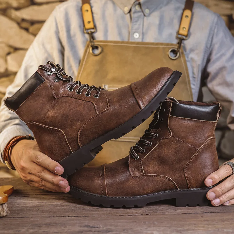 Men'S Shoes No Laces - Autumn Winter Men Boots Comfort Men's