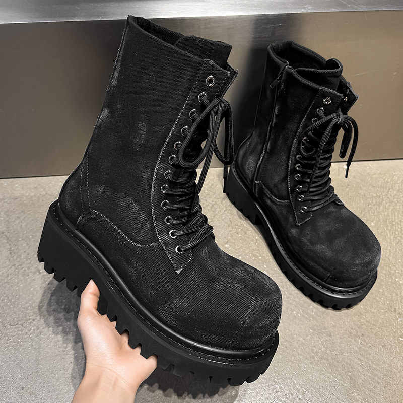 High Quality Retro Denim High  - Men'S Shoes To Increase Height 评论和价格