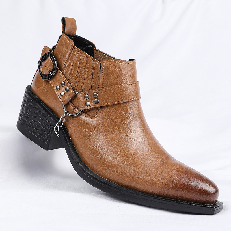 New Brown /Black Cow Leather B - Men Shoes For Wedding 评论和价格