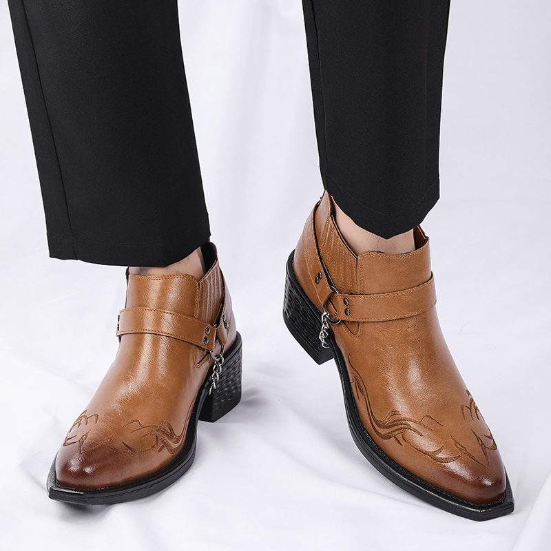 New Brown /Black Cow Leather B - Men Shoes For Wedding 评论和价格