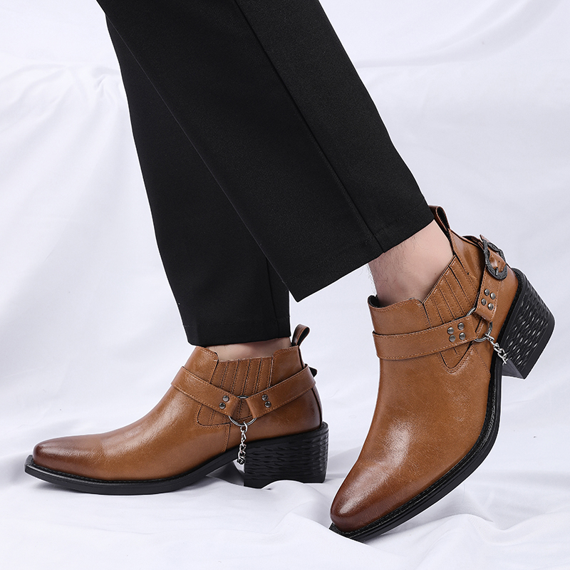 New Brown /Black Cow Leather B - Men Shoes For Wedding 评论和价格