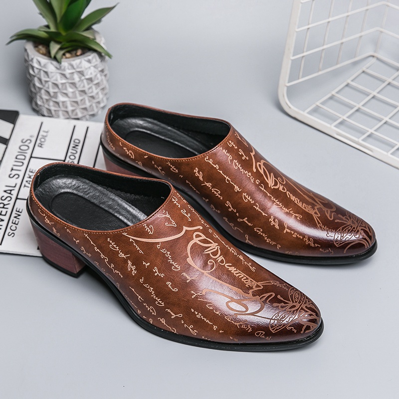 Men Brown Leather Mules Slippe - Men'S Shoes Dress Casual 评论和价格