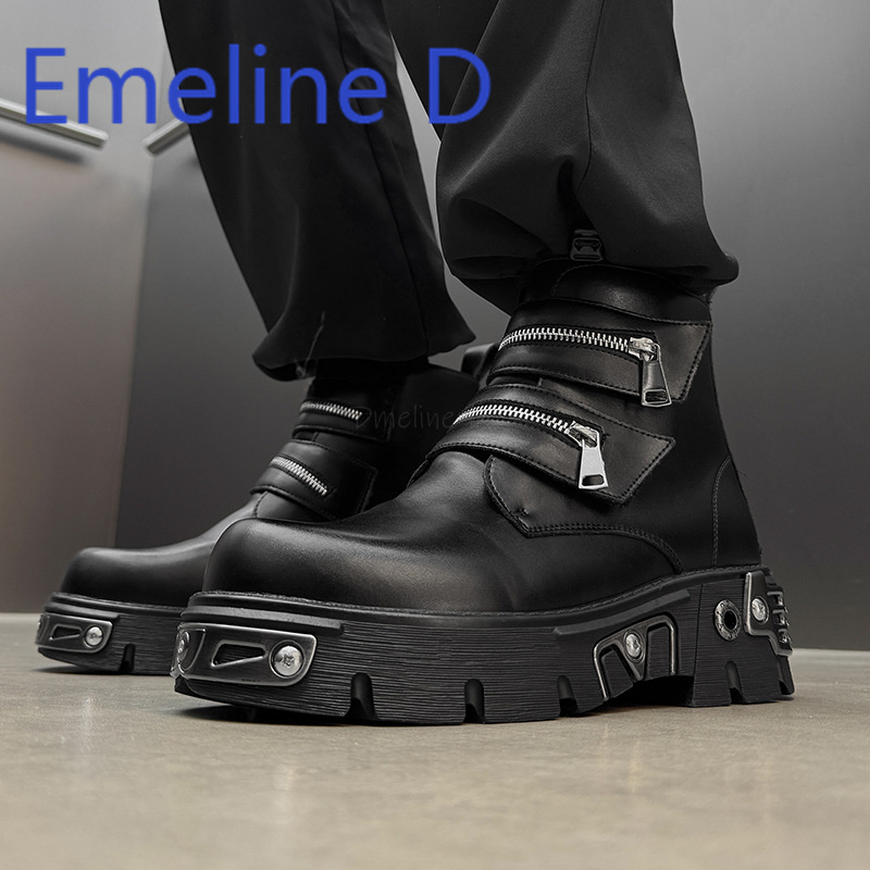 Dark Punk High Top Shoes Fashi - Men'S Shoes To Increase Height 评论和价格