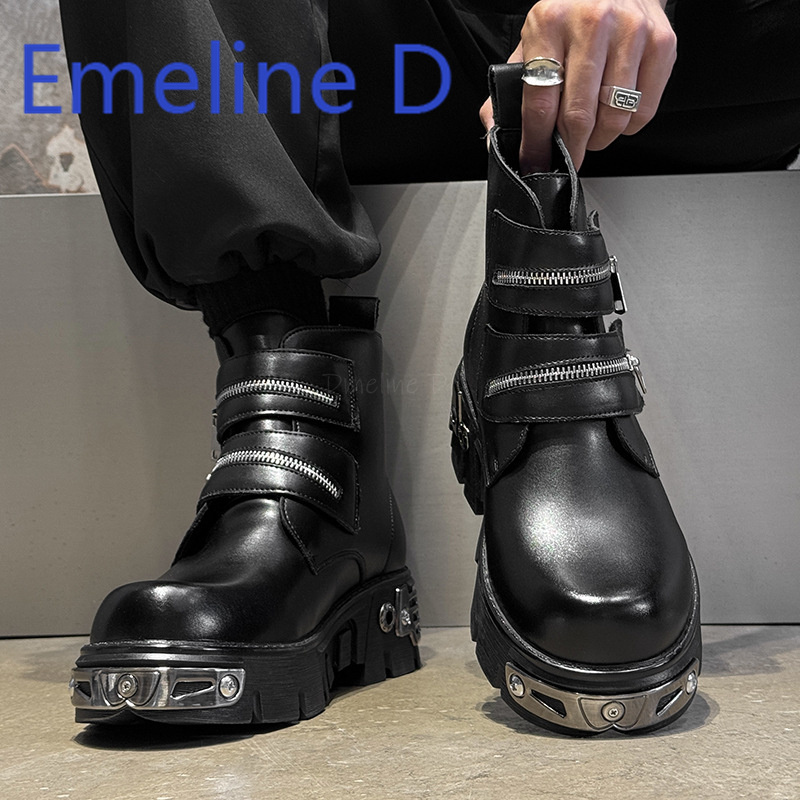 Dark Punk High Top Shoes Fashi - Men'S Shoes To Increase Height 评论和价格