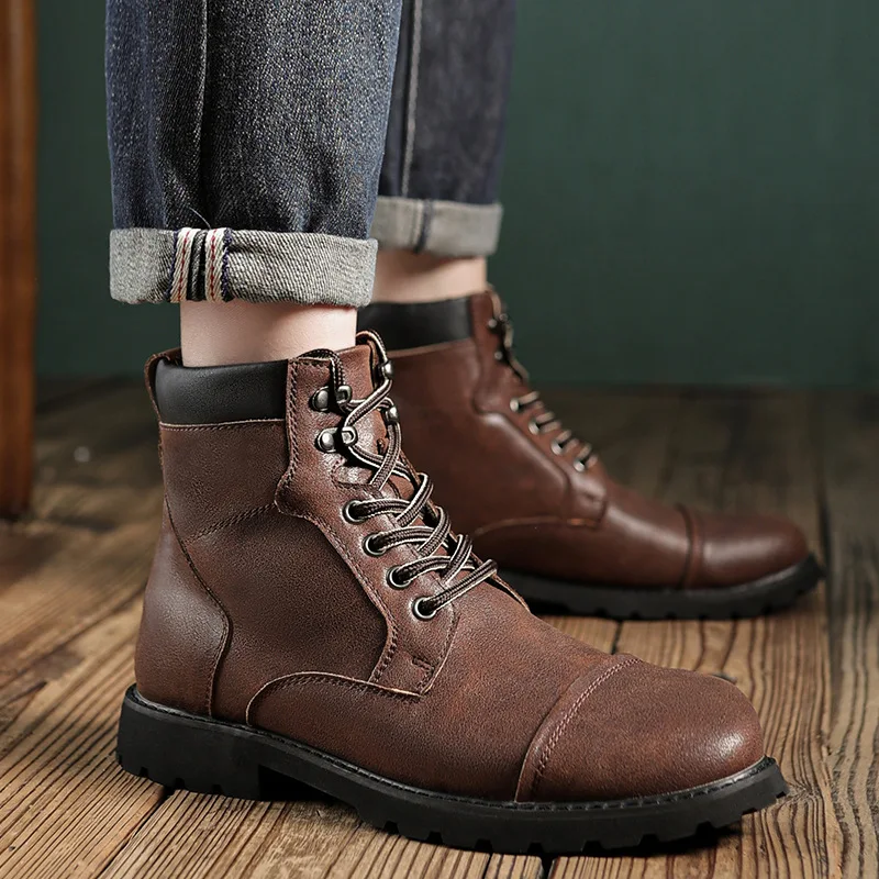 Autumn Winter Men Boots Comfor - Men'S Shoes No Laces 评论和价格